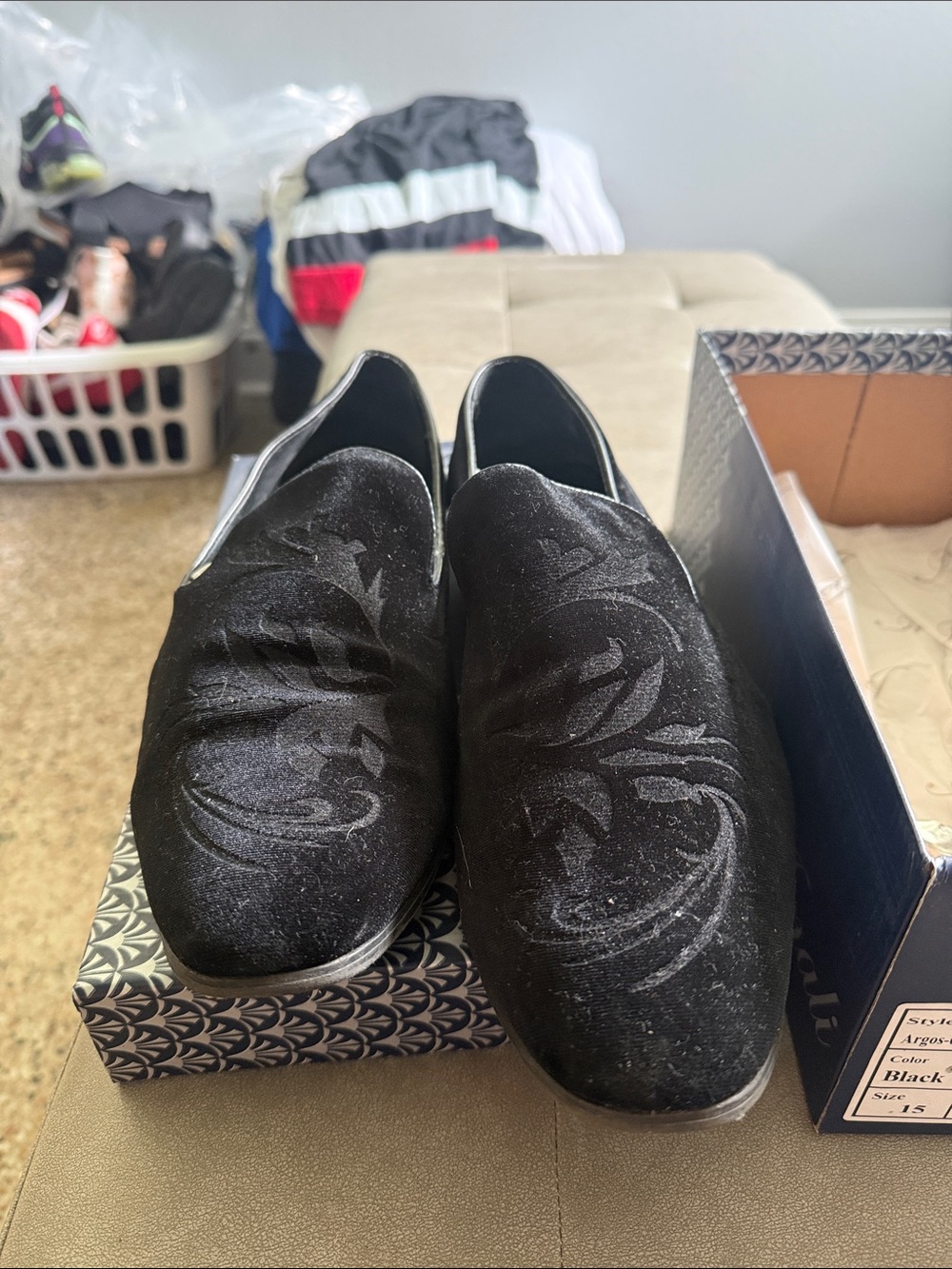 Men's Black Velvet Slip-On Dress Shoes